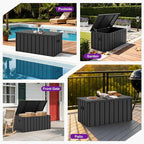 PURPLE LEAF Outdoor Deck Box 160 Gallon Waterproof Lockable Storage Box Container with Lid Deck Organization for Patio Cushions Side Table Pool Accessories Garden Tools, Gray