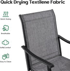 Patio Swivel Chairs Set of 8, Outdoor Dining Chairs with Textilene, Swivel & Rocker Metal Outdoor Patio Dining Chair All-Weather for Backyard, Grey Fabric with Black Frame