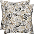 RSH DECOR: Square Throw Pillows Set of 2 | 20” x 20” | All-Weather Spun Fabric | Water and Fade-Resistant | Outdoor Accent Pillows for Patio Furniture | Dailey Pewter Grey Floral