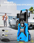 5000PSI Pressure Cleaner 4.0 GPM Adjustable Pressure,4.0 GPM Power Cleaner with Foam Cannon,4 Nozzles,33FT Hose and 500ml Soap Bottle for Home/Cars/Driveways/Patios/Fences(Blue)