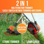 VARSK 20V String Trimmer Cordless, 12 Inch 2 in 1 Trimmer and Edger, Automatic Line Feed, Includes 2 X 2.0Ah Batteries/1 X Fast Charger/6 X Spare Spools, for Lawn, Garden, etc, Orange