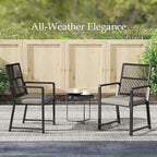 Aluminum Outdoor Patio Dining Chairs -Imitation Rope Vine Chair Ergonomic Backrest Design Detachable Seat Cushion Soft and Breathable Garden/Porch, Black 2Pcs