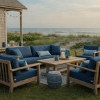 RSH DECOR: Deep Seating Cushion with Pillow Back | 23” x 26” Seat | All-Weather Spun Fabric | Water and Fade-Resistant | Outdoor Chair Cushion Set for Patio Furniture | Fenbrook Teal