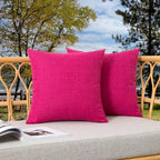 Kevin Textile Pack of 2 Outdoor Waterproof Pillow Covers Checkered Decorative Cushions Sham Throw Pillowcases Shell for Patio Tent Garden Couch Bed Sofa 22x22 Inch Hot Pink
