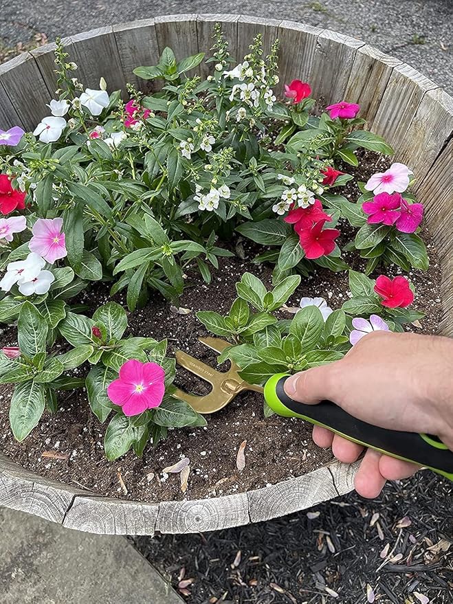 Garden Guru Titanium Hand Weeder Fork Tool – Rust Resistant – Ergonomic Handle – Great for Planting, Spreading Mulch, Weeding, Loosening & Transplanting Soil