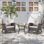 HUMMUH 6-Piece Outdoor Patio Furniture PE Wicker Patio Conversation Set,High Back Patio Couch with Ottomans Outdoor Rocking Chairs for Backyard,Porch,Deck