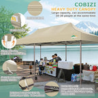COBIZI 10x30 Heavy Duty Pop Up Canopy with 8 Sidewalls and Hexagonal Legs, Easy up Tent for Parties, Wedding and Commercial, Outdoor Canopy with Carry Bag, Sand Bags, Waterproof & UPF50+ (Khaki)