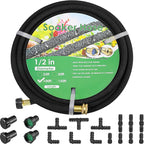 MAMIZO Soaker Hose Kit 100 ft 1/2", Solid Brass Connectors Rubber Longer Lasting, Heavy Duty Drip Hose to Save 70% Water, Soaker Hose for Garden, Lawn and Yard