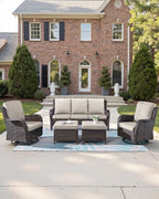 Pop 22x25/22x24 Outdoor Cushions for Patio Couch Chairs Set of 3 - High Back Comfy Outside Seat Cushions for Lawn Wicker Dining Rocker Glider Loveseat 3-Seater Sectional Sofa - Beige/Classic