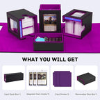 Marsguard Trading Card Deck Box with Commander Display，4 in 1 MTG Storage Holds 300+ Double-Sleeved Cards，3 Deck Boxes & Dice Tray Included，Fits MTG, TCG, PTCG & Sports Cards