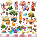 114 Pcs Miniature Fairy Garden Accessories Kit Resin Elves Animal Figurines Decor Micro Landscape Ornaments for DIY Micro Dollhouse
