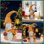 Christmas Garden Gnome Statue with Solar Lights – Large Outdoor Sculptures for Patio, Lawn, Yard – Ideal Gifts for Moms, Women, Grandma, Birthdays, – Funny Double Gnomes Decoration for Christmas