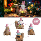 Solar Garden Outdoor Statue Turtle Gnome with Succulent and LED Light - Patio,Lawn,Garden,Tortoise Statue for Patio,Unique Housewarming Gifts