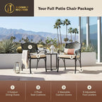 Kinger Home Harmon 2-Piece Cast Aluminum Outdoor Patio Chair, Patio Seating with Cushions, Chairs for Outside, Weather Resistant, Cushions Included