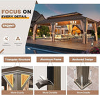 EROMMY 12'x24' Hardtop Gazebo Double Roof Galvanized Steel Canopy Outdoor Aluminum Frame Permanent Metal Pavilion with Netting and Curtains for Patio Backyard Deck and Lawns