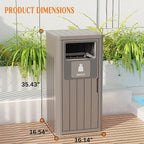 ROJIK 35" Tall Outdoor Trash Can,Weatherproof Resin Garbage Indoor Durable Lightweight,Suitable for Patio Office Kitchen,Easy to Clean,Assemble (Waste,Grey)
