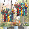 2 Bookaholic Suncatchers, Mountain and Flower Book Acrylic Ornaments Window Hanging, Bookish Librarian Gifts for Fantasy Book Lover Reader Women Accessories Library Bookshelf Decor SC-62-1