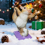 Solar Light Garden Statue Squirrel Figurine, Resin Squirrel Doing Yoga with Lighted Butterfly, Waterproof Spring Outdoor Ornaments for Garden, Front Door, Patio Decor & Gifts for Mother's Day