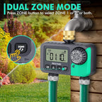 RESTMO Water Timer for Garden Hose, Sprinkler Timer with Brass Inlet, Automatic Digital Control | Manual ON/Off | Rain Delay, for Outdoor Faucet, Drip Irrigation and Lawn, 2 Outlet