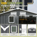 6x8 FT Outdoor Metal Storage Shed with Lockable Door, Steel Garden Utility Shed with Vents and Window, Backyard Patio Tool Shed for Lawn Equipment, Bike, Firewood and Mower Storage, Gray