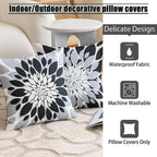 Qahing Pack of 4 Outdoor Waterproof Pillow Covers 18x18 Decorative Outdoor Throw Pillows Garden Square Cushion Cases for Patio Furniture, Couch, Tent Sunbrella, Bench, Black Grey