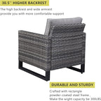 HUMMUH Outdoor Chairs PE Wicker Patio Dining Chairs Set of 2 High Back Metal Frame Porch Chairs with 4 inch Seat Cushions