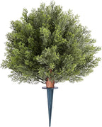 VEVOR Artificial Topiary Cypress Trees with Ground Spike, 16 inch 2 Set Faux Shrubs & Bushes Potted Plants, Fake Silk Tree Look Real for Decor Front Porch Outdoor Indoor Patio Garden Balcony Backyard