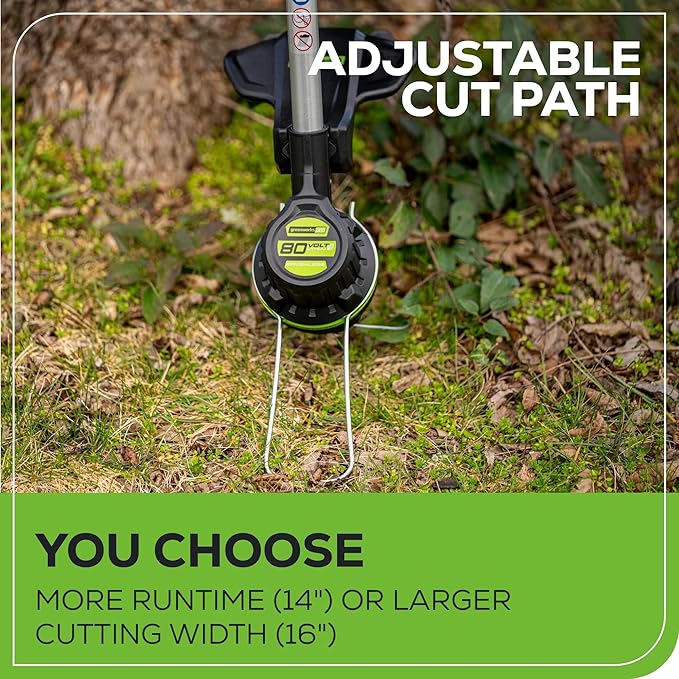 Greenworks 80V 16 inch Brushless String Trimmer, 2.0Ah Battery & Rapid Charger Included, ST80L210