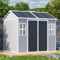 8x6 FT Resin Storage Sheds with Floor Windows Inlcuded, Waterproof Plastic Outdoor Shed Kit, Large Outside Tools Sheds for Backyard Garden Patio Lawn