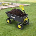 Garden Dump Cart, Heavy-Duty Utility Wagon with 900 lb Capacity, 5 Cu Ft Bed, 10" Pneumatic Tires, 180° Pivot Steering for Yard, Lawn, and Beach Use