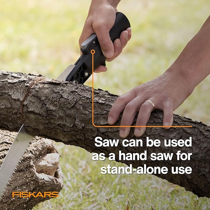 Fiskars XtendControl Extendable Tree Pruner (16 ft), Adjustable Branch Trimmer with 15" X3 Double-Hooked Saw, 4-8 ft Extension Pole, and Secure Locking System for Precision Cutting