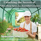 Grezone Walk-in Greenhouse Upgraded Green House with Zippered Screen Doors & 6 Screen Windows Heavy Duty Plastic Plant Warm House with Reinforced Frame (12x7x7 FT)
