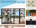 HOWE 14x9.5x9 FT Pavilion Styled Greenhouse with Clear Panels Double Swing Doors, 6 FT Wall Height Hybrid Polycarbonate Greenhouse, Green Houses for Outdoors, Sunroom Black