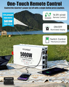 5000W Power Inverter 12V to 110V/120V, Solar Inverter Remote for RV Camping Off-Grid Solar Inverter Systems