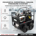 SAMTMAX SM4000 Professional Hot & Cold Pressure Washer, 4000 PSI, 4.0 GPM, Gas Powered, Diesel Heated up to 212°F