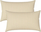 LVTXIII Outdoor/Indoor Lumbar Pillows, Decorative Patio Lumbar Cushions, Fluffy Water Repellent Garden Cushions for Home Patio Coach Sofa Use, 12×20 Inch, Pack of 2, Stripe Beige