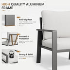 7 Seats Patio Conversation Set, Aluminum Outdoor Furniture Set Sectional Sofa with Upgrade Cushion and Coffee Table for Balcony, Porch,Garden,Backyard