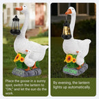 Solar Porch Goose Statue, Outdoor Goose Decor with Lantern for Yard Lawn Patio Balcony, Birthday Christmas Housewarming Gifts for Mom, Grandma, Women, 20 Inch, Resin