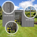 13ft x 11ft Dual Purpose Outdoor Shed: All-in-One Metal Tool Storage & Firewood Rack | Winter-Ready Design | Grey Galvanized Steel