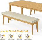6-Piece Outdoor Dining Set for 4 with 23" Extra Wide Chair and Cushion，Patio Table and Chairs Set with All Acacia Wood Frame, All-Weather Outdoor Patio Furniture Set for Garden Lawn, Beige