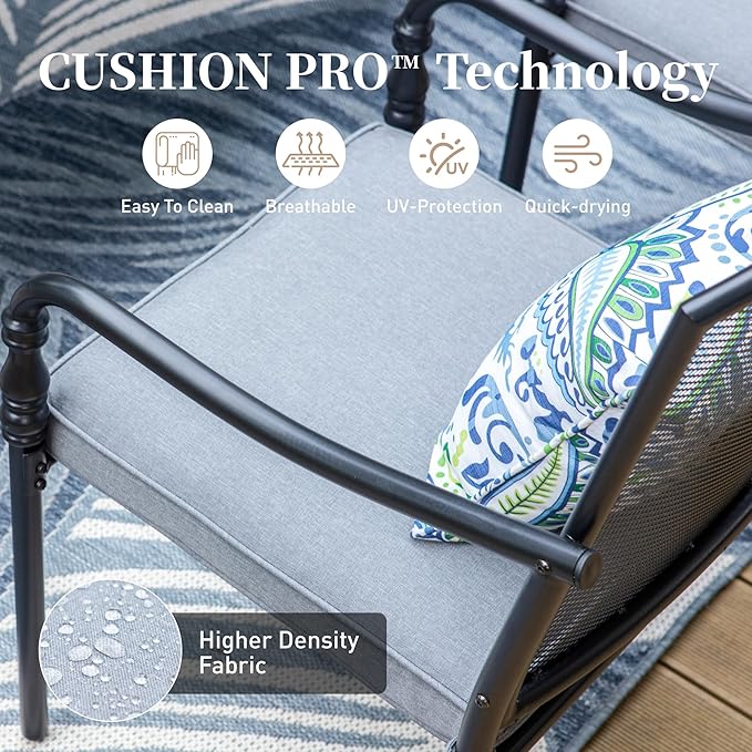 Patio Table and Chairs Set of 6, All-Weather Breathable Metal Mesh Patio Chair with Gourd-Shaped Armrests, 54x54 Round Table with Umbrella Hole, 7 Pcs Metal Frame Patio Dining Set