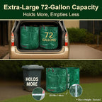 3-Pack 72 Gallon Self-Standing Yard Waste Bags with Cowhide Gloves — Heavy-Duty 150 GSM Woven PE, Double-Layer Reinforced Bottom, Four Handles, Reusable Leaf Bags for Lawn & Garden
