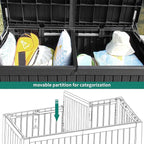 YITAHOME 150 Gallon Large Deck Box w/Divider, XL Waterproof Outdoor Storage for Patio Furniture,Outdoor Cushions, Garden Tools, Sports Equipment and Pool Supplies, Resin, Lockable, Black