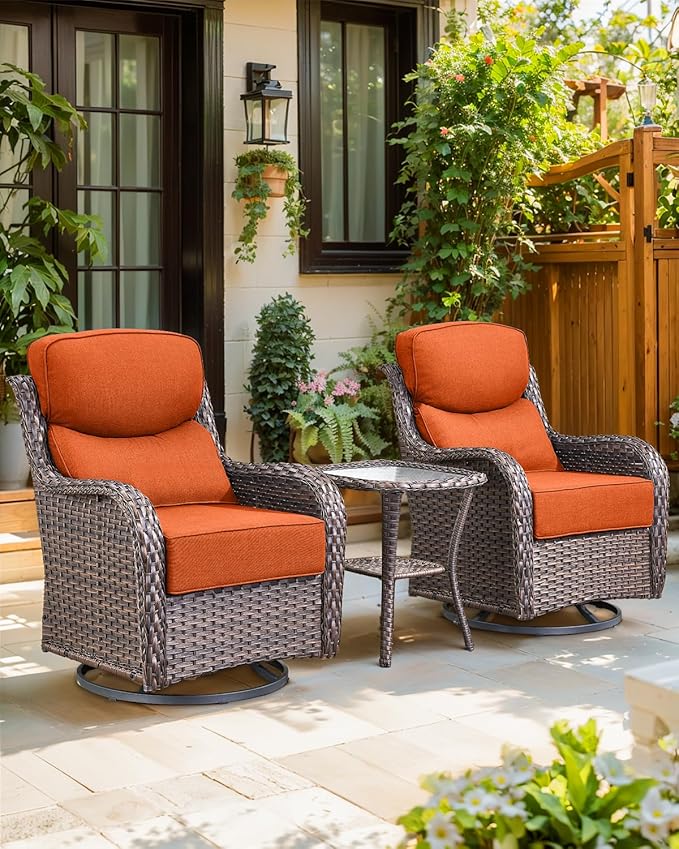 Luxury 24x24x6 Inch Smile Patio Dining Chair Cushions Set of 4 - Heavy Duty Water Slashproof Outdoor Seat Cushion for Outside Furniture Swivel Chairs Loveseat L-Shape Sofa - Orange