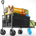 Electric Utility Wagon Cart–330 lb Load, 180 L Foldable Beach Wagon with Remote, 4-Speed, All-Terrain Wheels for Camping, Beach, Garden & Shopping, Black