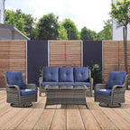 Patio Furniture 4 Piece, All-Weather PE Wicker Outdoor Furniture Set with Coffee Table,Outdoor Patio Furniture with Swivel Rocker Chairs and Outdoor Sofa