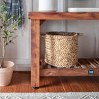 Backyard Discovery 48" Acacia Wood Farmhouse Narrow Console Table with Lower Slat Storage Shelf, Water-Resistant Design for Patio, Deck, Entryway, Living Room, Sofa Table, Indoor or Outdoor Use