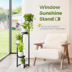 Bamworld Tall Plant Stand Indoor Outdoor, Corner Metal Flower Pot Stands for Multiple Plants, 4 Tier Heavy Duty Plant Shelf for Patio Garden Balcony Living Room Bedroom(Patent Design)