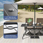 Soohow Outdoor Dining Table 60"x35", Rectangle Patio Dining Table with 1.57" Umbrella Hole, Outdoor Metal Furniture for Patio, Graden, Backyard and Poolside, Weather-Resistant