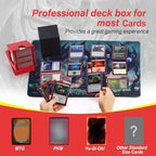 MTG Deck Box, Double Display Window MTG, Commander Deck Box Fits 120+ Single Sleeved Cards, PU Leather Magnetic Closure Card Box with 2 Dividers&2 Toploaders for TCG, CCG, Red